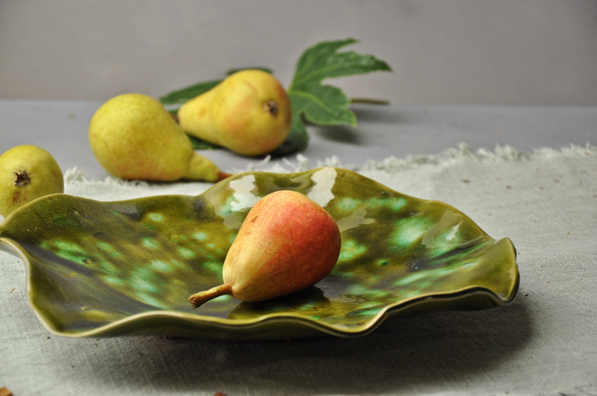 Decorative Round Bowl with Wavy Edge Green XXXL 28 cm