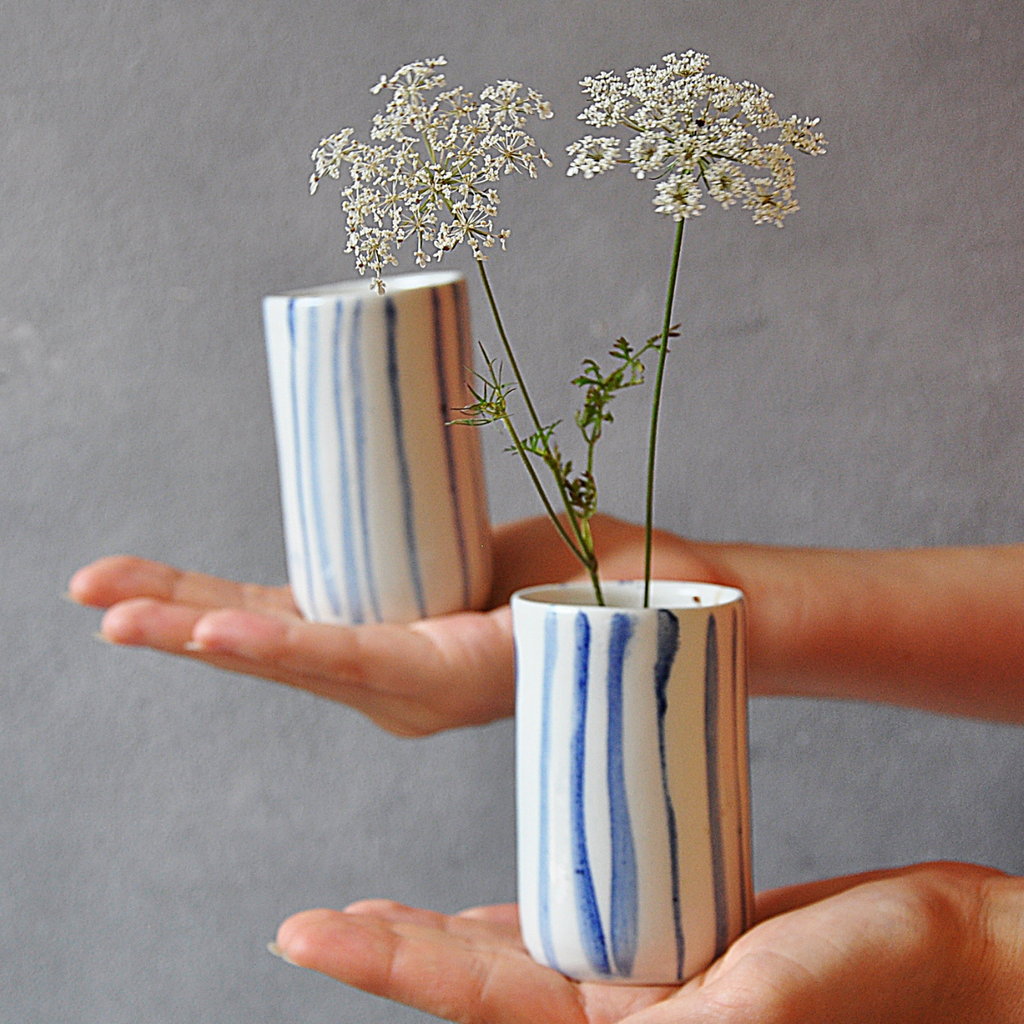 Vase Glas Zylinder Streifen