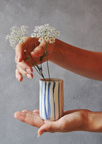 Vase Glas Zylinder Streifen