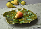 Decorative Round Bowl with Wavy Edge Green XXXL 28 cm