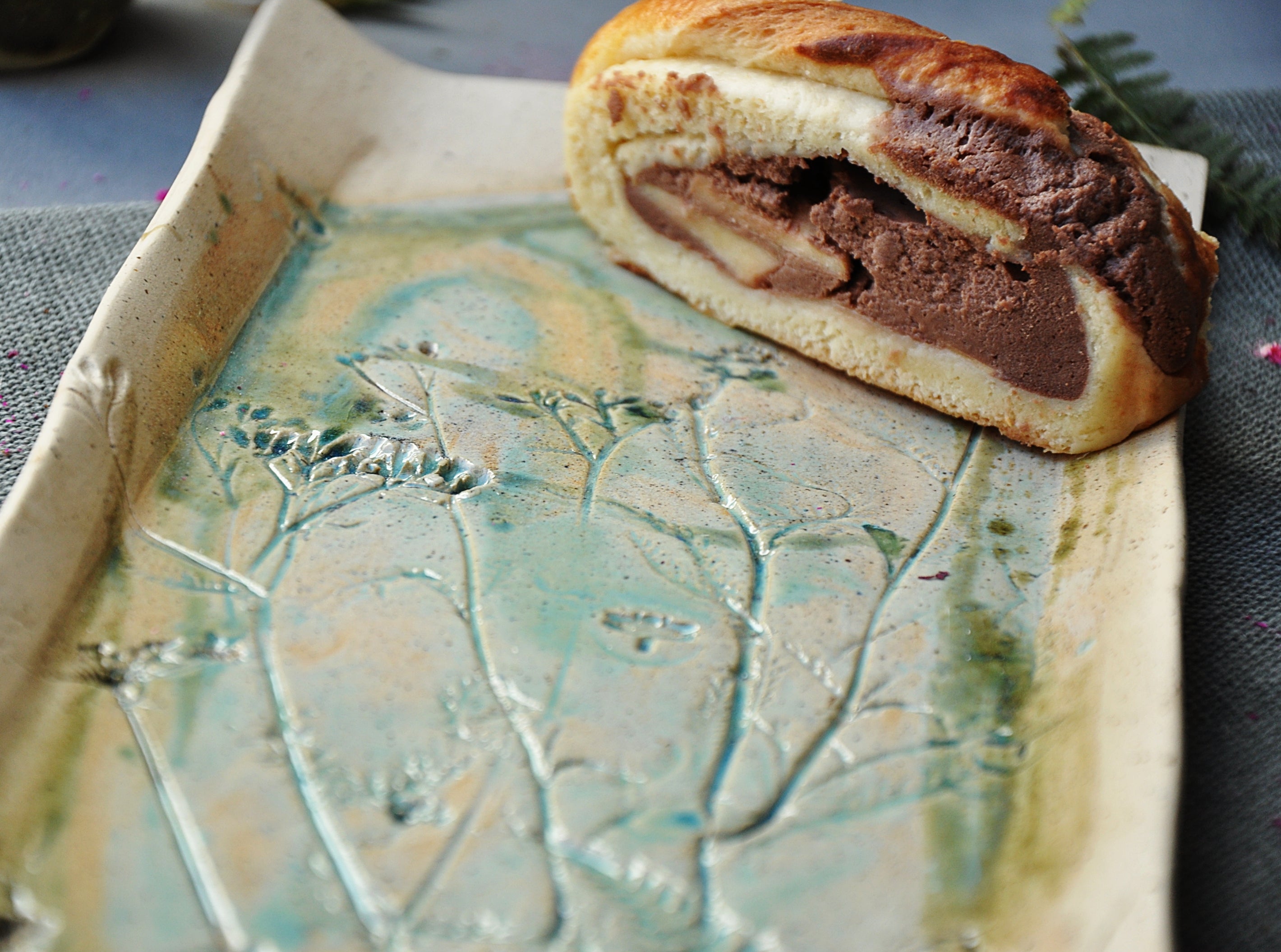 Strudelform Natur Steingut